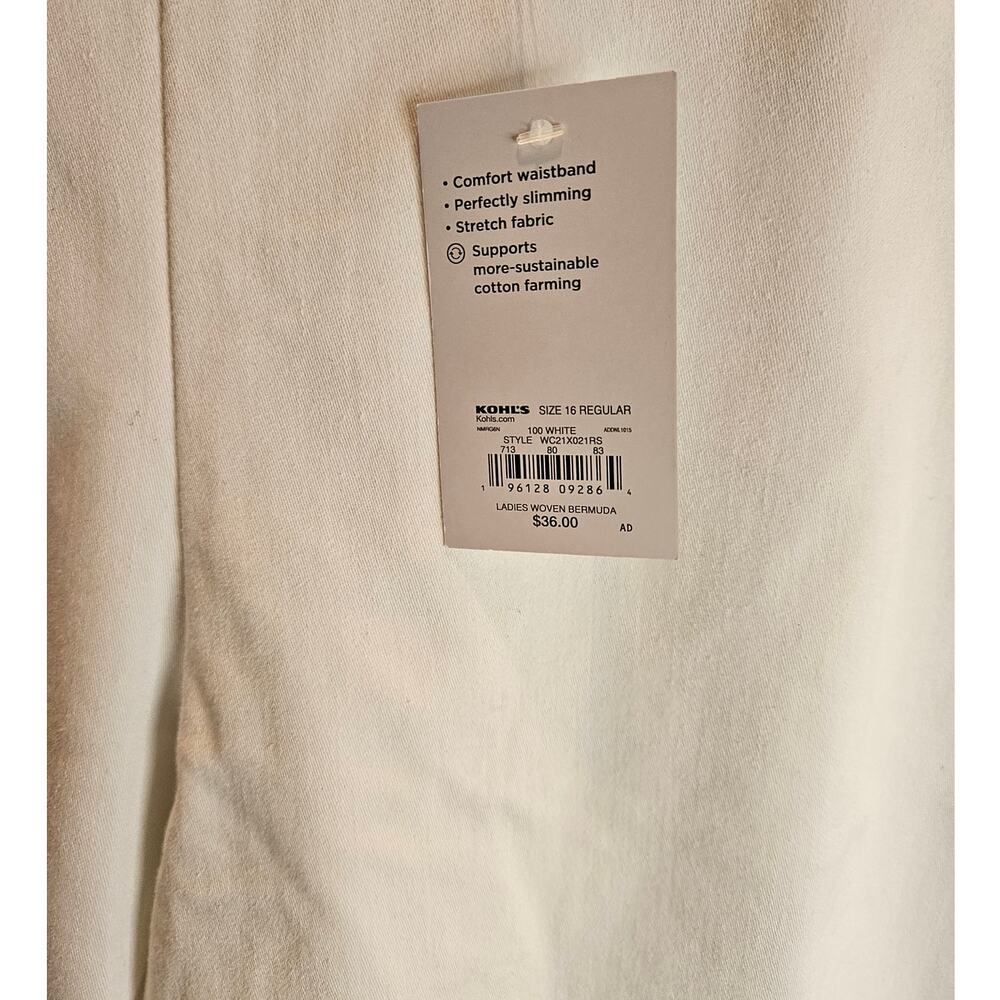Bermuda Shorts WHITE NEW Women's 16 Regular Comfort Waist Effortless Stretch - Picture 5 of 5